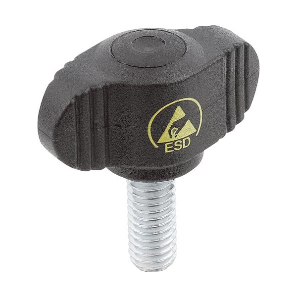 Kipp Mini wing grip, antistatic plastic, M6 x 15 mm external thread, steel K0274.1100624X15 - main